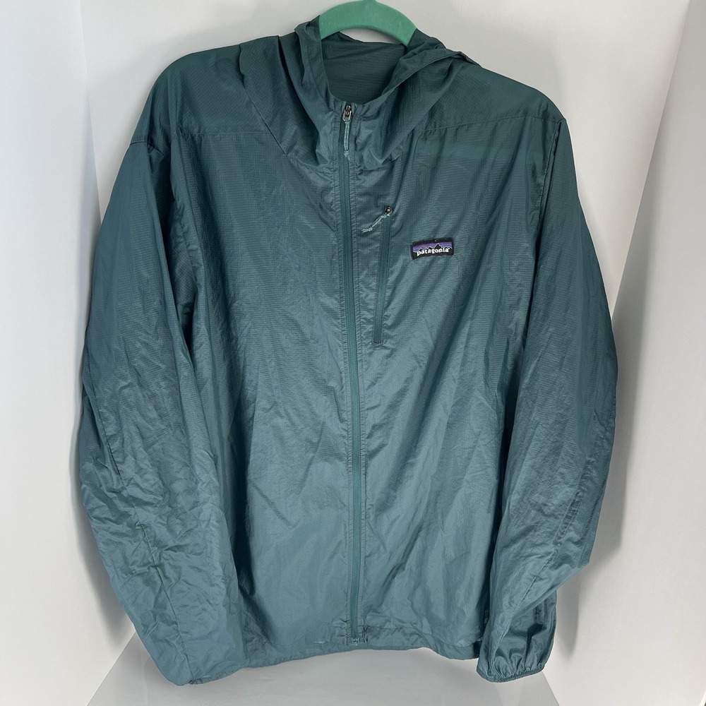 Patagonia Houdini Jacket Men's 2XL Teal Full Zip Windbreaker Hooded Lightweight